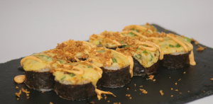 Запечений з копченою куркою